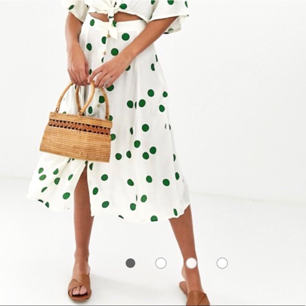 Faithfull the Brand Marin Polka Dot Midi Skirt